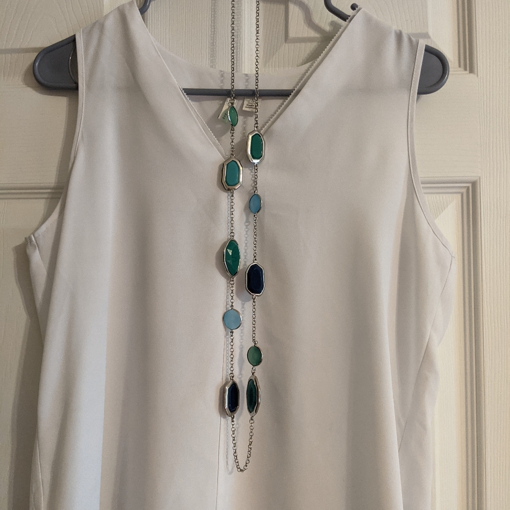 New Premier Designs blue and green large stone necklace